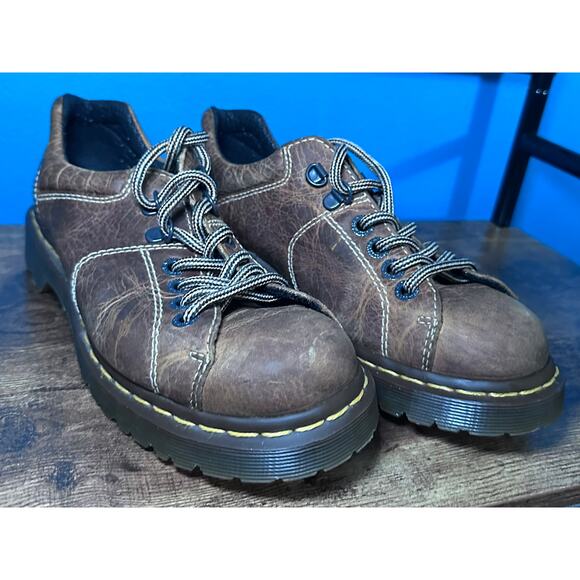 Vintage Dr Martens Low Boot Lug Sole Platform Brown - Picture 2 of 2